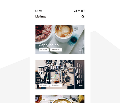 Listing Page — Coffee App Concept app design figma interaction design ui