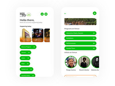 Karachi Biennale visitor guide app app app design application biennale clean clean design design ecology flutter green guide karachi minimal minimalist visitor
