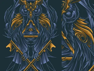 owl king art artwork design drawing graphic graphic art illustration illustrator ornament owl