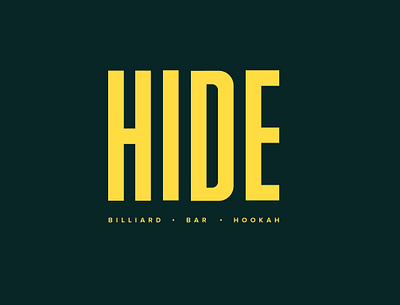 HIDE logo bar billiard brand design brand identity branding green hookah identity logo logo design logodesign logotype type typogaphy vector warm yellow yellow logo логотип шрифт