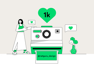 Instagram - 1 k followers abstract camera character design future girl illustration instagram instagram post outline vector