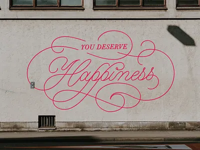 You Deserve Happiness (Mural mock up) calligraphy design graphics handlettering happiness illustration inspirational quote lettering lettering art lettering artist letteringmuralist mental health mural design muralart muralist street art type typography typography muralist wall art