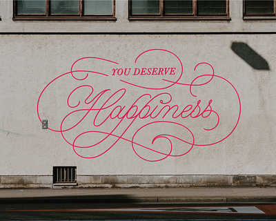 You Deserve Happiness (Mural mock up) calligraphy design graphics handlettering happiness illustration inspirational quote lettering lettering art lettering artist letteringmuralist mental health mural design muralart muralist street art type typography typography muralist wall art