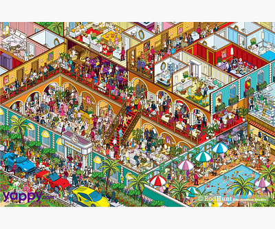 Paw Seasons Hotel - Where's Your Dog? Personalised Book books childrens book childrens illustration dog dogs graphic hidden object hotel illustration illustrator isometric pets picture book picture books pixel art search and find seek and find vector wheres waldo wheres wally