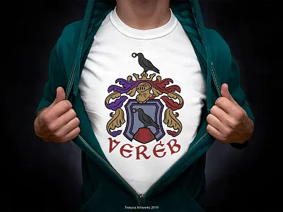 Vereb Family Crest ages arms coatofarms crest design escutcheon family graphic illustration mediaeval medieval middle scutcheon vector