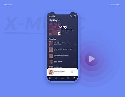 X-Music App app design music app ui ux