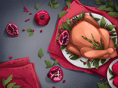 Thanksgiving Dinner Illustration creative agency design design studio digital art digital illustration digital painting dinner feast food food illustration graphic design illustration illustration art illustrator meal procreate tasty thanksgiving thanksgiving day turkey