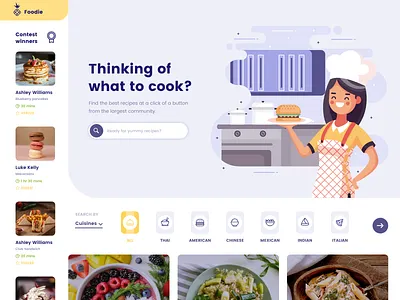 The food recipe website! design designer designs desktop eat food food and drink food illustration illustration illustrations illustrator recipe ui uidesign ux web website websites