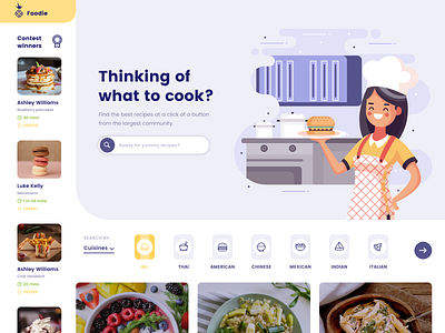 The food recipe website! design designer designs desktop eat food food and drink food illustration illustration illustrations illustrator recipe ui uidesign ux web website websites