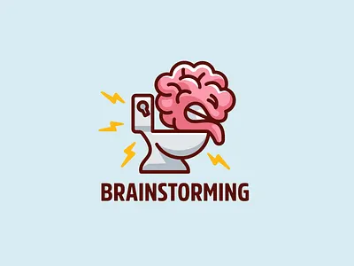 Brainstorming brain brainstorm brainstorming cartoon character designer funny humor idea illustration joke mascot merchandise playful storm t shirt design thinking thunder toilet tshirt