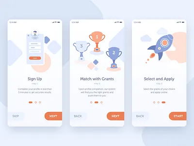 Mobile app onboarding process app clean design mobile onboarding screens ui ux