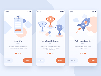 Mobile app onboarding process app clean design mobile onboarding screens ui ux