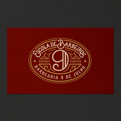 Escola de Barbeiros 9 de Julho barber lettering logo logotype school vintage