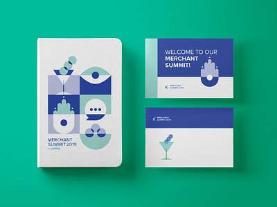 Merchant Summit Branding branding design event branding events illustration nametag notebook printed material totebag