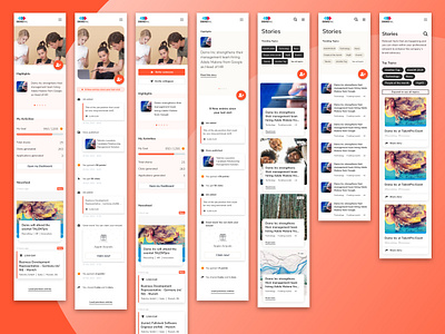 Talentry newsfeed and Stories on mobile mobile newsfeed talentry ui uidesign ux uxdesign uxui visual