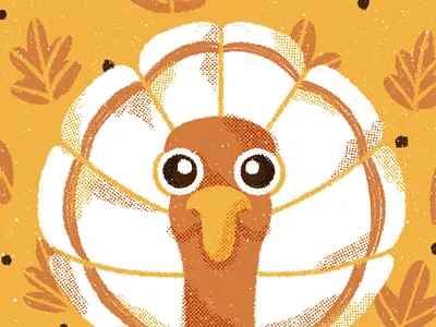 Turkey Tom character design fall halftone illustration leaves procreate stylized texture thanksgiving tom turkey turkey day