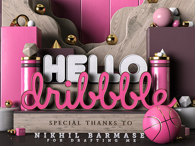 Hello Dribbble 3d 3d art 3dgraphics 3ds max 3dscene 3dsmax c4d cinema4d design dribbble ball hello dribbble hellodribbble illustration octane octane render octanerender