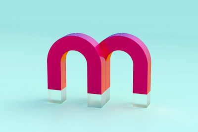 M for Magnet 36daysoftype 3d 3d art 3d illustration alphabet blender cycles digital art dribble letter lettering m magnet material red render typo typography vector vector art