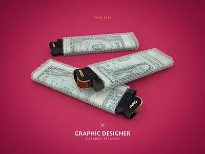 Lighter 3d c4d cinema cinema4d cricket design fashion gold lighter money octane photoshop pink