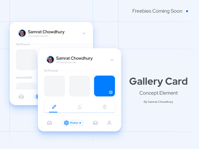 Gallery card concept Element (UI Design) app design figma figmaafrica figmadesign freebie freebies graphicdesign samratchowdhury tutorial ui ui design uidesign uidesigner uiux uiuxdesign