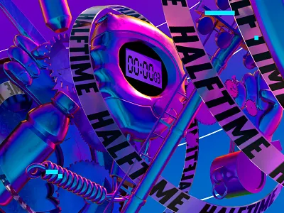 HALFTIME 3d animation cinema4d illustration iridescent motion neon rainbow rave sports stylframes vaporwave