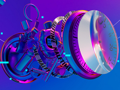 STOPWATCH 3d animation c4d cinema4d espn illustration iridescent motion neon rainbow sports vaporwave