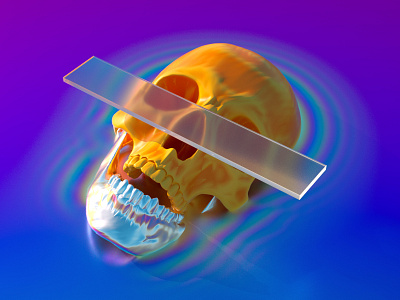 SKULL 3d c4d character illustration iridescent jaw motion neon rainbow skull summer