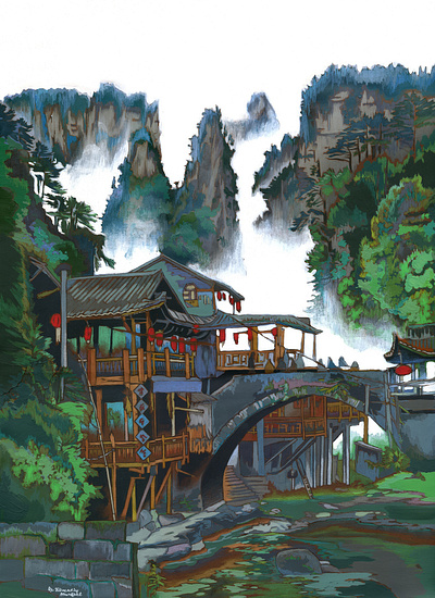 Chinese province. acrylic painting art artwork china chinaart design illustration traditional art