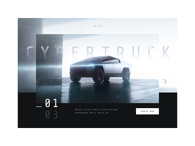 cybertruck hero auto black blue brand car clean cybertruck dark future hero interface modern mono simple tesla truck ui ux