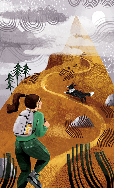 Autumn Hike autumn digital art dog hike hiker hiking hill hillwalking illustration mountain photoshop scotland