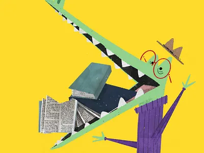 Sink My Teeth Into A Good Book book illustration character design childrens book childrens book illustration cute illustration kidlit kidlitart picture book story