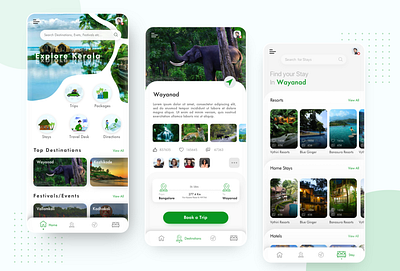 Travel App app design green kerala tourism travel typography ui ux