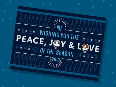 2019 Baker & Taylor Holiday Card blue cats holiday joy love pattern peace season snowflakes typography winter