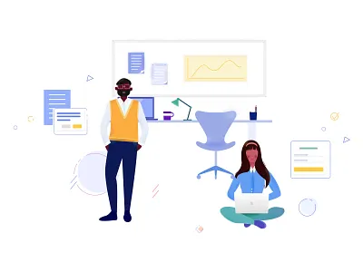Office scenario illustrations ui