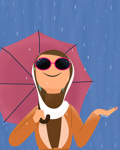 Rainy Day character cold glasses hijab jacket muslim rain rain drop rainy sun sunglasses turtle neck umbrella woman