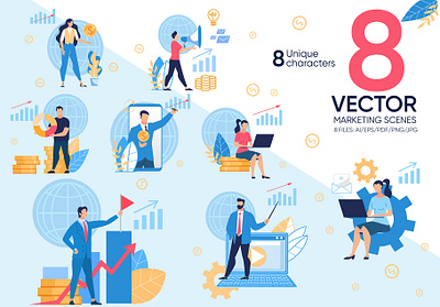 Marketing Vector Scenes advertising app banner business computer concept flat icon internet media mobile page sale seo social strategy technology vector web website