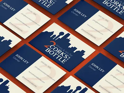 Two Corks and a Bottle Business Cards beer beer branding brand branding business card business card design dallas dallas texas design graphic design illustration minimal package design package mockup packaging silhouette typography wine bottle wine label winery