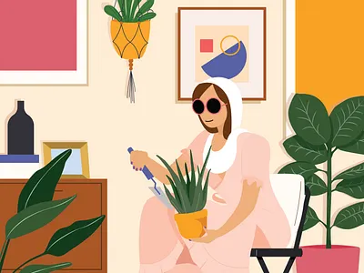 Aloe Vera beautiful character day dress garden green plants relax room soil spring woman