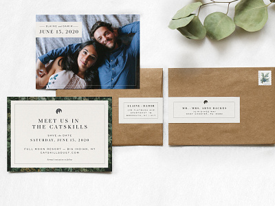 Rustic Wedding in the Catskills catskills couple save the date stationery wedding