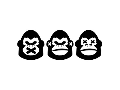 Three Wise Gorilla Logo animal ape black chimp design gorilla gorillaz logo logo for sale minimalist monkey vector wise