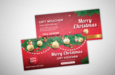 Christmas Gift Voucher Template christmas christmas card gift card gift voucher illustration template design vector voucher design voucher template