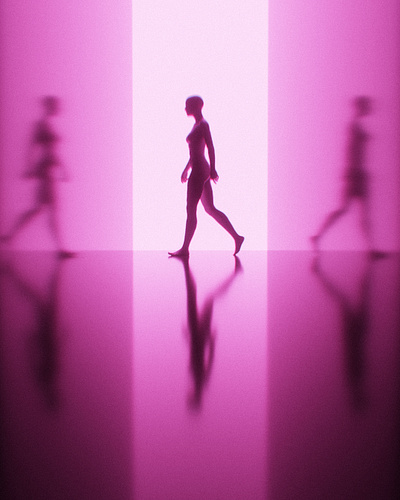 Ahead 2019 trend 3d 3d art 3d artist 3drender 3drendering blender blender 3d blender3d blender3dart corridor design female graphic design graphicdesign minimal pink silhouette silhouettes woman