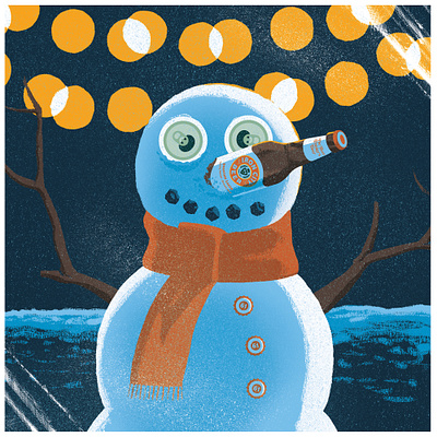 Iron City Snowman beer branding christmas drawing illustration photoshop raster social media texture