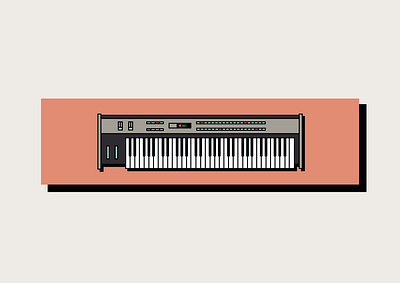 Yamaha DX7 1 color design flat illustration line logo music art piano synth vector