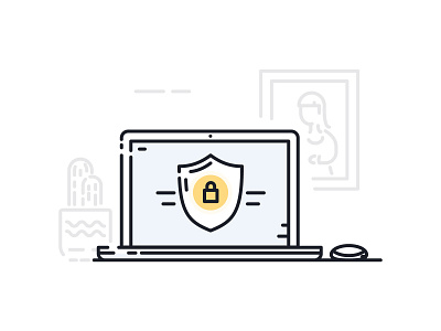 Online Security apple cactus computer frame illustration illustrator laptop lock mouse photo plant security shield ui illustration