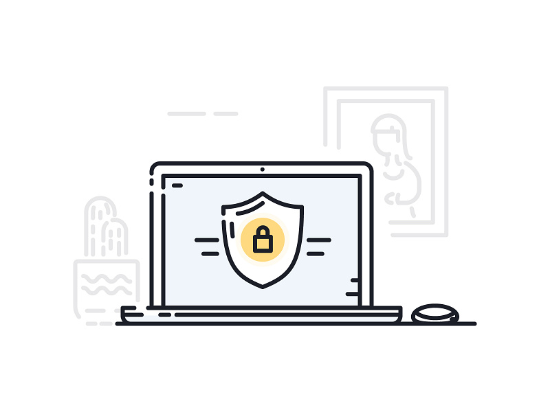 Online Security apple cactus computer frame illustration illustrator laptop lock mouse photo plant security shield ui illustration