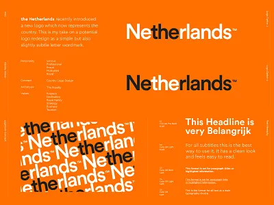 The Netherlands - Logo Redesign 🇳🇱🧡 branding country logo dutch dutch design holland identity identity design lettering lettering logo lettermark logo design logo design branding monogram nederland orange subtle design the netherlands visual identity wordmark