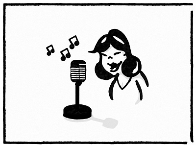 Retro Girl character drawing girl illustration microphone music record retro sing singing vintage