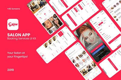 SALON APP | Booking Services UI Kit 2019 trends apps screen booking design ios sketch ui design ux design ux ui design xd