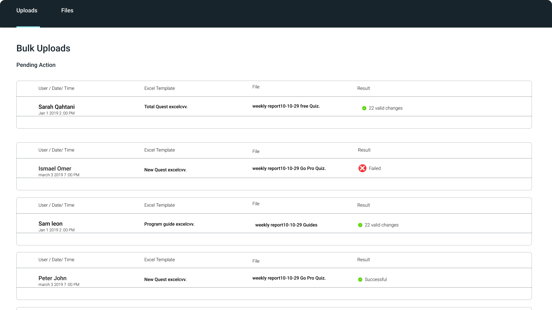 Admin Portal Login, User Management, Contact Control,Quiz Manage branding ui